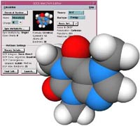 Screen shot of Electronic Structure Editor with a molecule